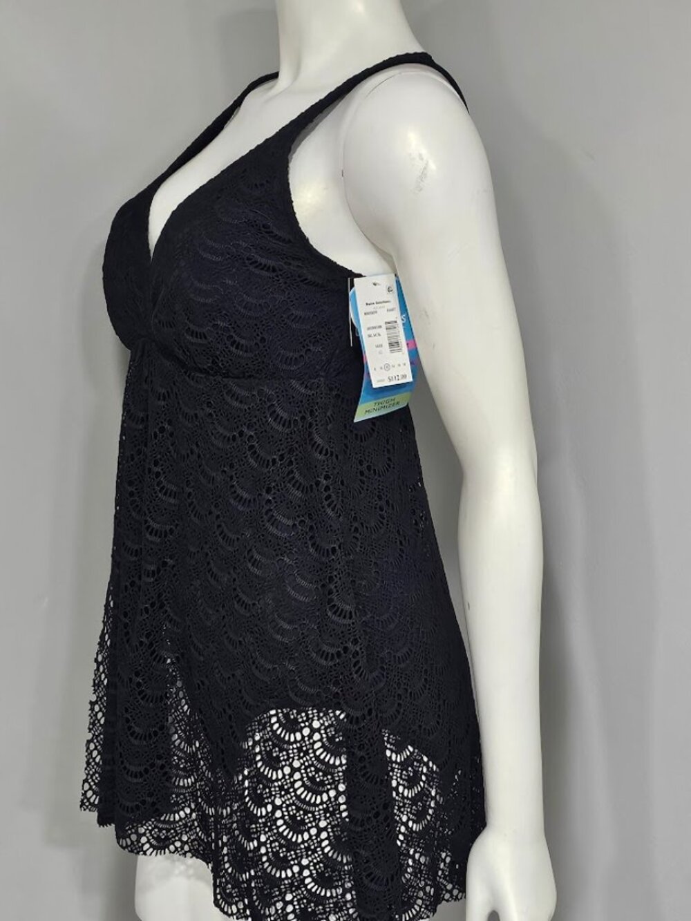 Swim Solutions Fly Away Tummy Slimming Lace One-Piece Swimsuit - Picture 4 of 10